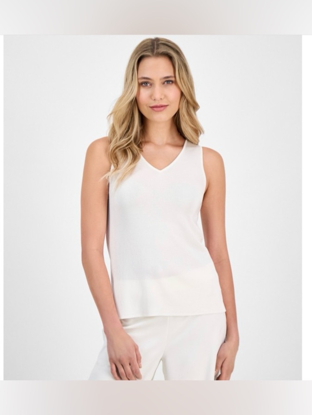Anne Klein Women's Fine-Rib V-Neck Tank